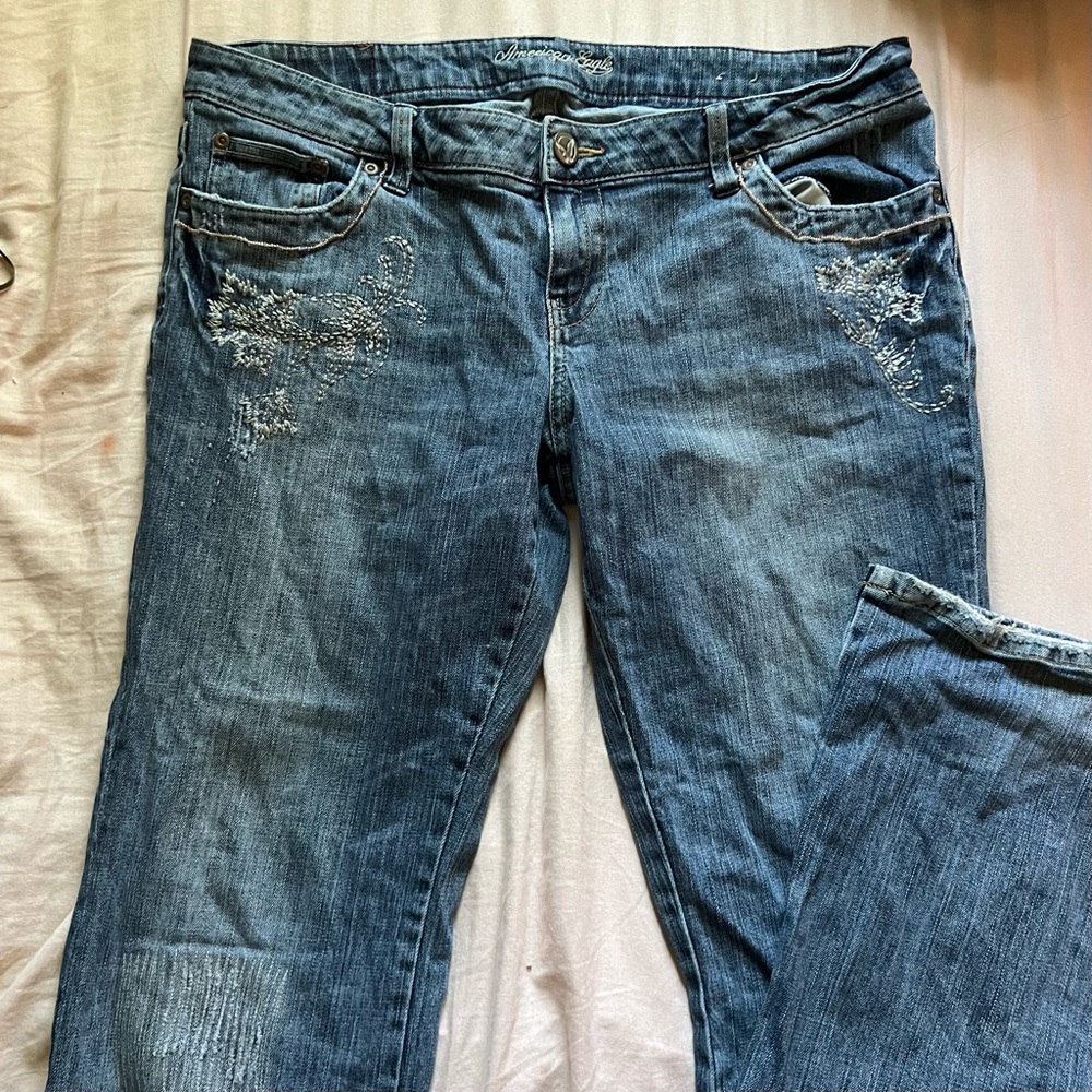Y2K embroidered american eagle jeans